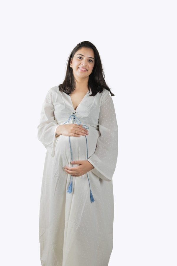 Bling white Maxi maternity dress(Front)
