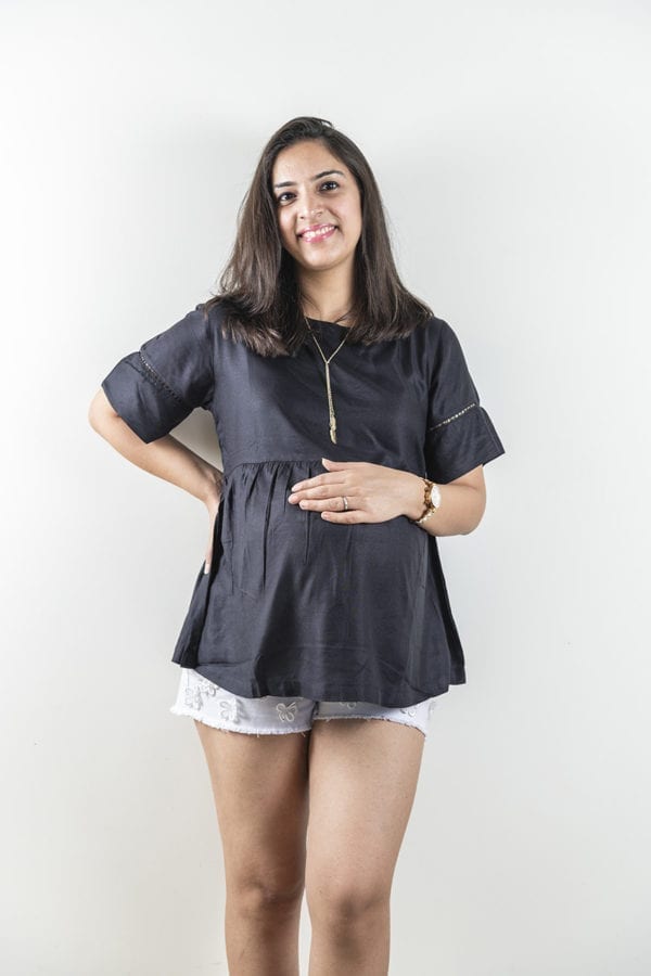 Solid black Peplum Maternity Top(Front)